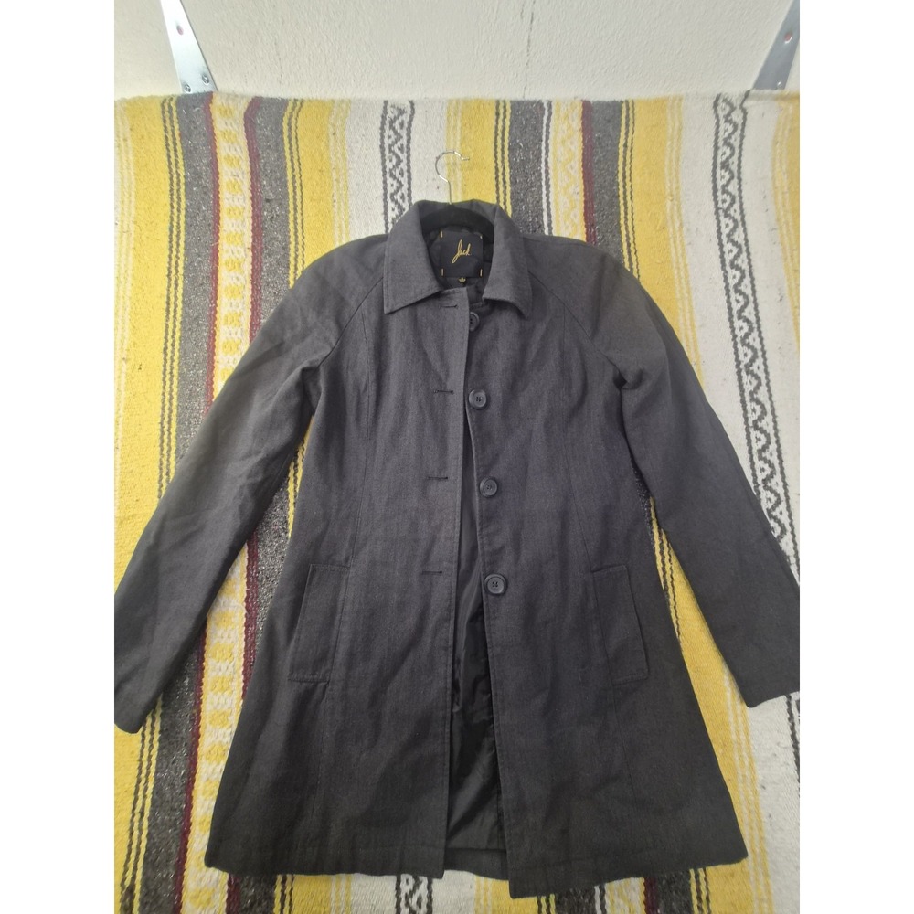Jack. Trench Coat 100% cotton Womens Size Small. mid length 4 button